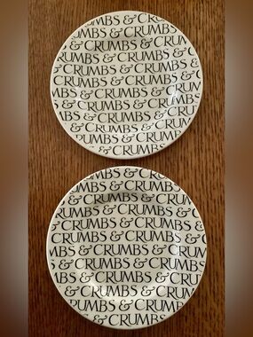 Two Emma Bridgewater Black Toast & Marmalade CRUMBS Dessert Plates